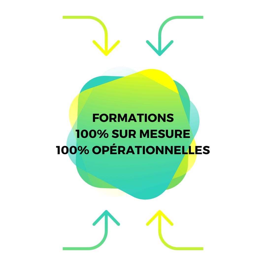 Les-formations-100%-sur-mesure-et-100%-opérationnelles illustration avec écriture formations 100% sur mesure % opérationnelles dans un rond